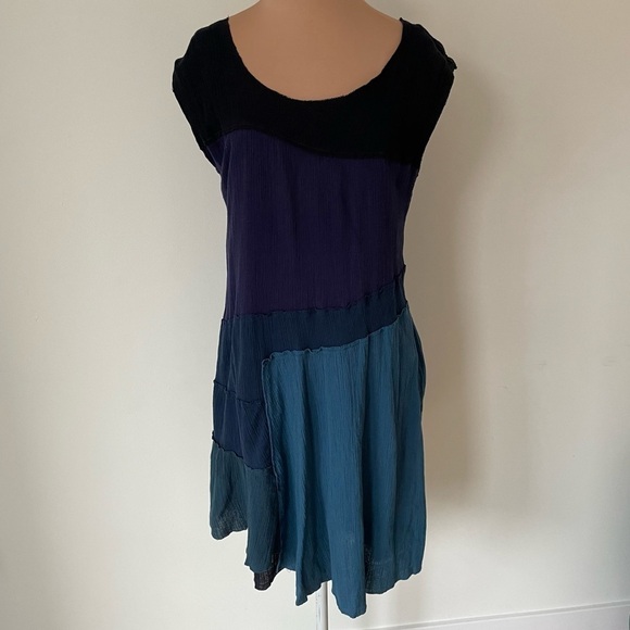 Anthropologie Sir Sir by Correll Correll Blue Cotton Gauze Layered Dress Size S - Picture 3 of 10